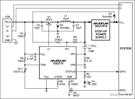 USB供電的單節(jié)NiMH電池開關模式充電器
